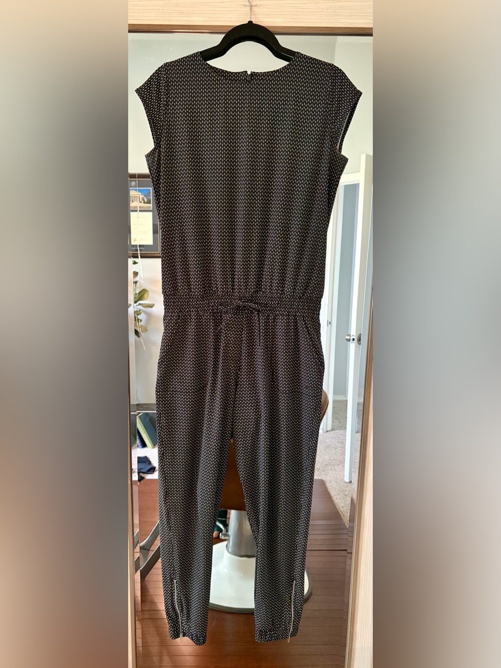 Albion Jumpsuit Womens S Cap Sleeve Jetsetter Jogger Black Ankle Zip Drawstring